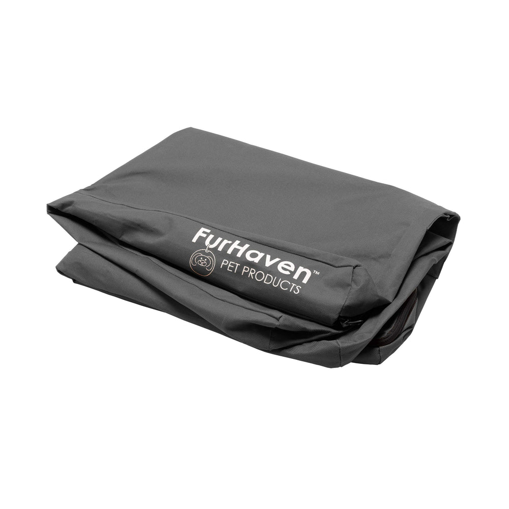 Furhaven replacement dog bed cover in Stone Gray for Jumbo size protects your foam mattress
