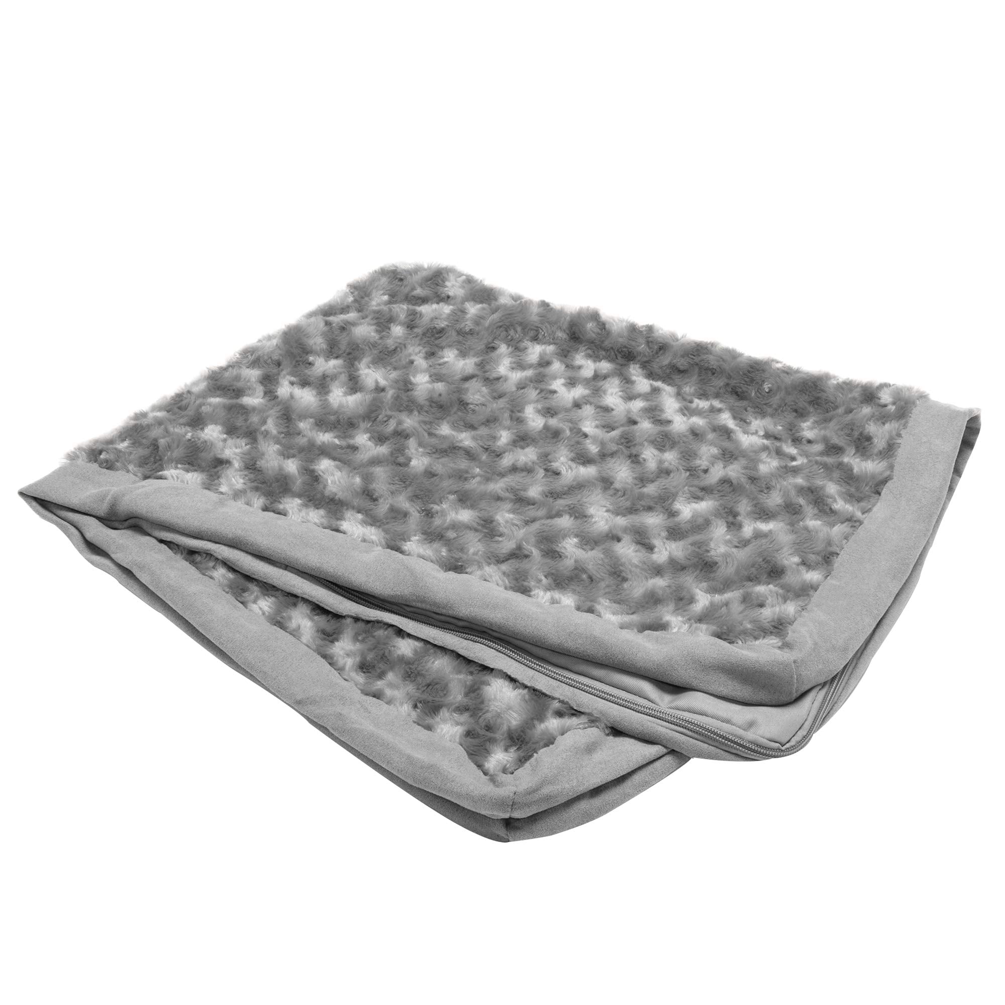 Furhaven Ultra Plush faux fur gray Jumbo bed cover for large dogs, soft texture