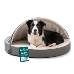 FurHaven round orthopedic bed cover with zipper for easy cleaning and quick maintenance.