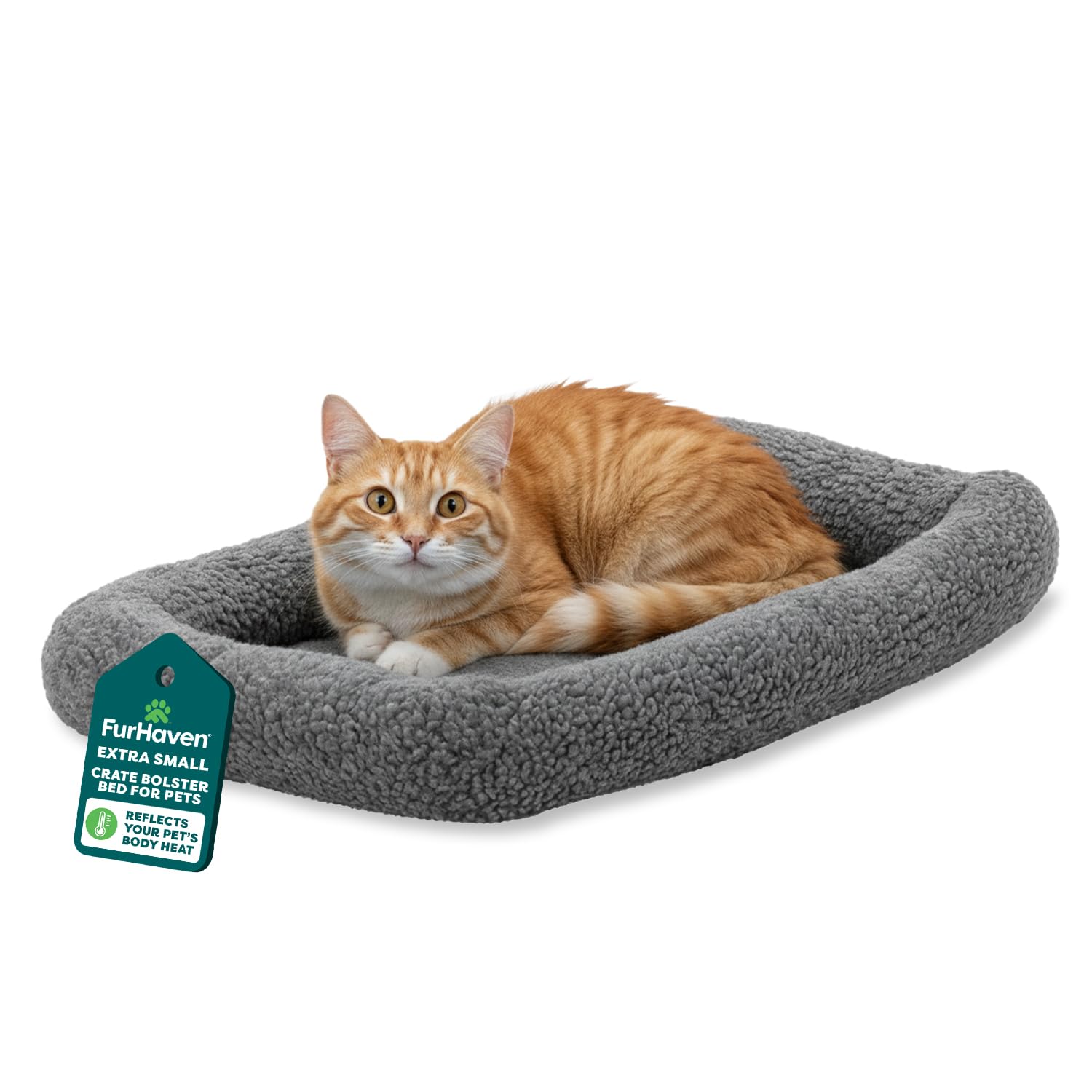 FurHaven sherpa bolster crate pad in gray offers cozy support in crates
