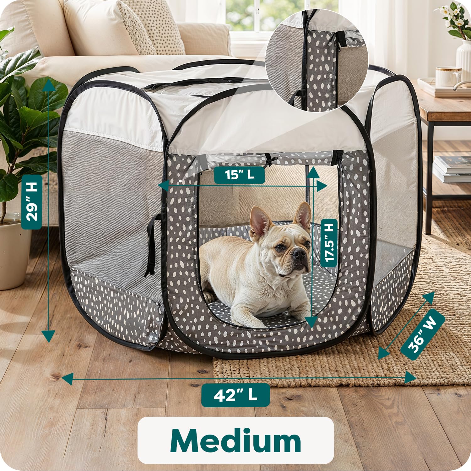 FurHaven spacious 42x36x29 enclosure offers room to play.
