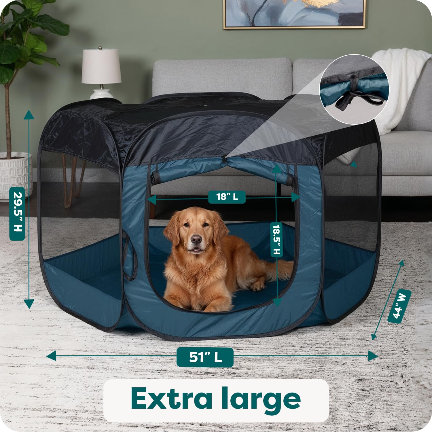 Furhaven spacious 51 by 44 inch enclosure suitable for multiple pets.