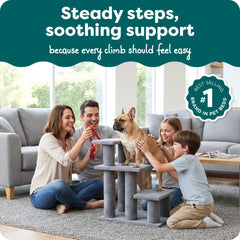 Furhaven Steady Paws 3-step sofa stairs in gray for safer climbs