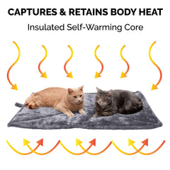 Insulating fiber batting core reflects body heat for warmth.