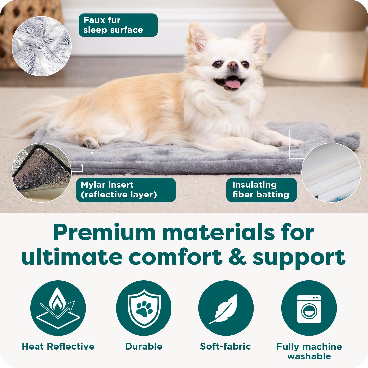 FurHaven ThermaNAP machine-washable bed for easy cleaning