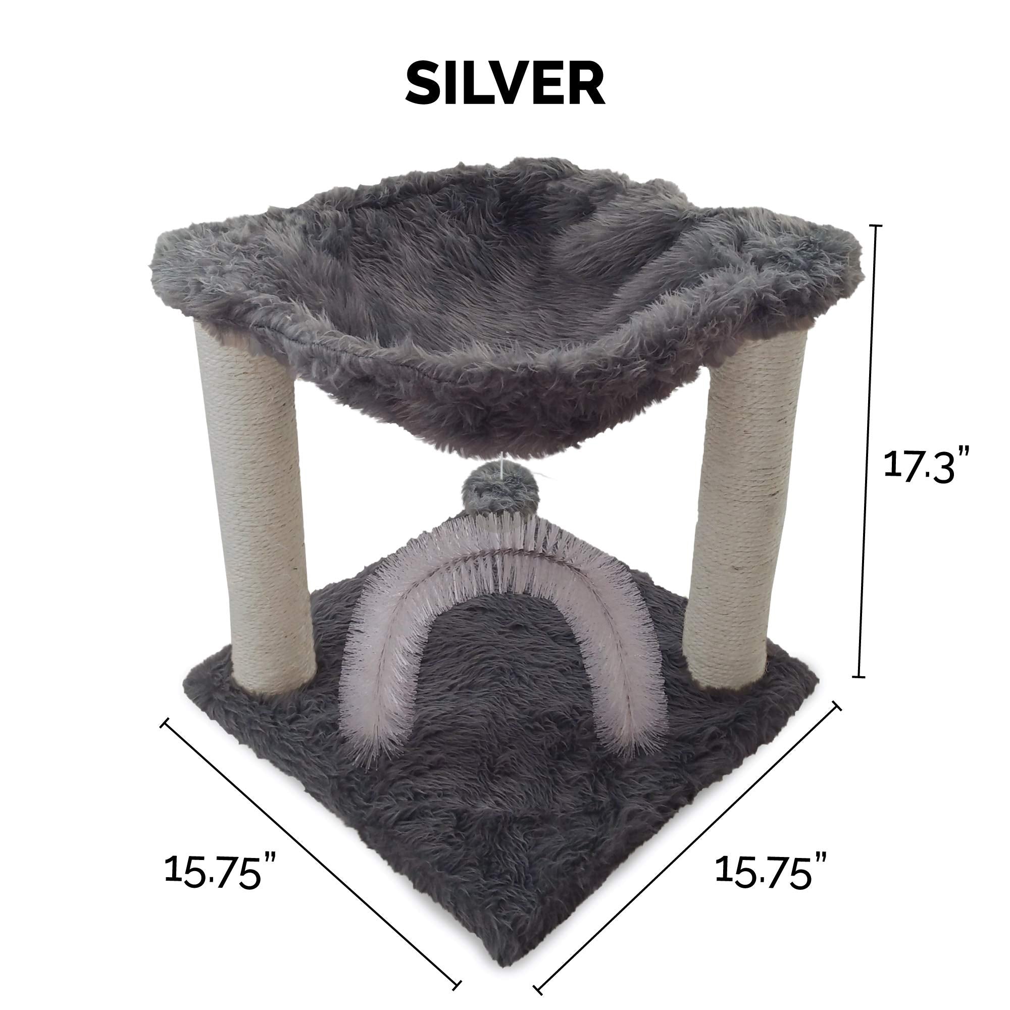 Furhaven Tiger Tough Hammock Playground highlighting sisal scratching posts for claws.