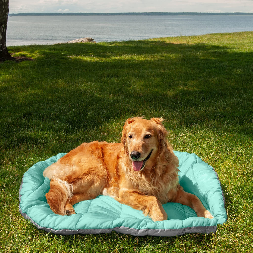 FurHaven Trail Pup travel bed high-loft batting cushions joints for comfort.