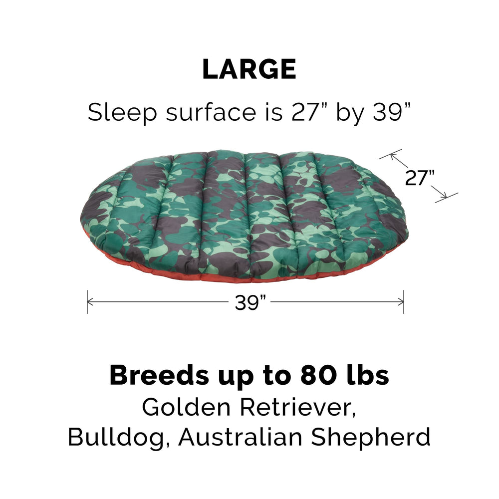 Furhaven Trail Pup Travel Bed in crate setup fits travel kennels comfortably.