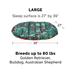 Furhaven Trail Pup Travel Bed in crate setup fits travel kennels comfortably.