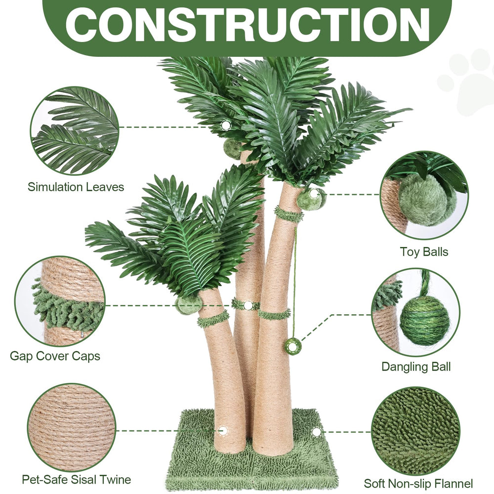 Furlogy three-curved palm-tree cat tree with varied climbing routes.