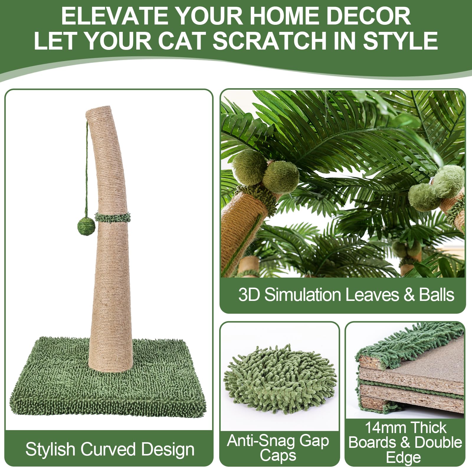 Furlogy tall vertical scratching post encourages climbing and stretch for cats.