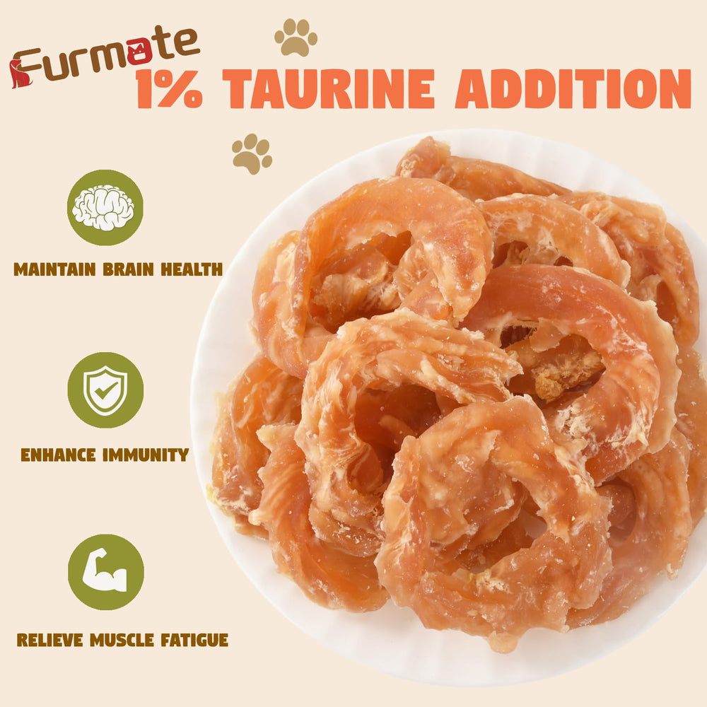 Close-up of Furmate rings showing chewy texture and meaty look.
