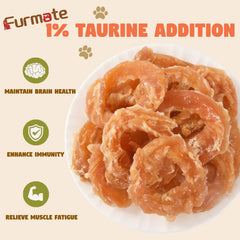 Close-up of Furmate rings showing chewy texture and meaty look.