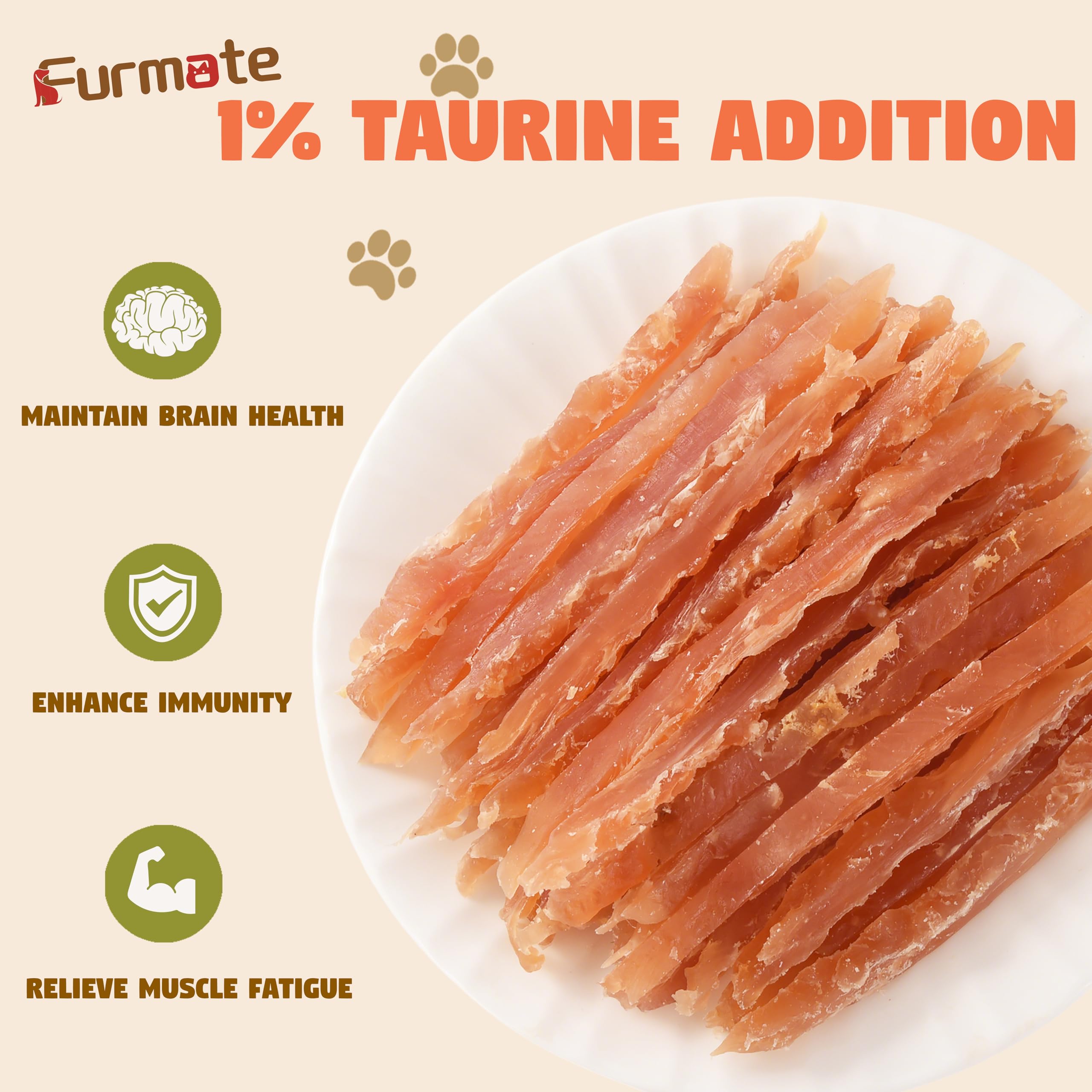 Furmate chicken jerky close-up texture ideal for easy chews.