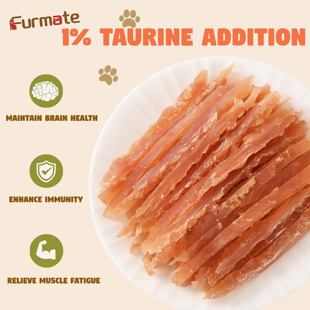 Furmate chicken jerky close-up texture ideal for easy chews.