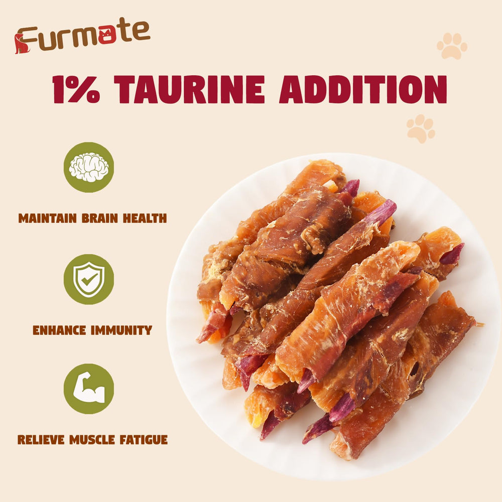 Furmate chicken jerky wrapped orange sweet potato dog treat highlighting lean protein for daily rewards