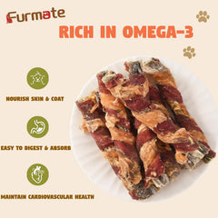 Furmate cod skin stick emphasizes omega-3 rich formula for coat shine.