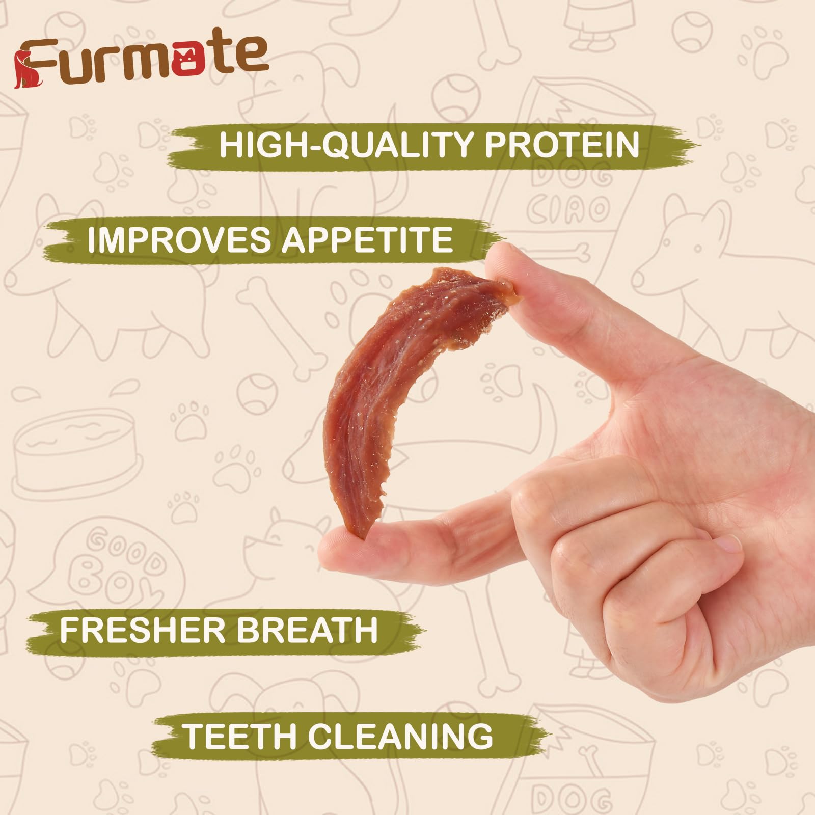 Gluten-free Furmate Duck Jerky Tenders, gentle on sensitive stomachs.