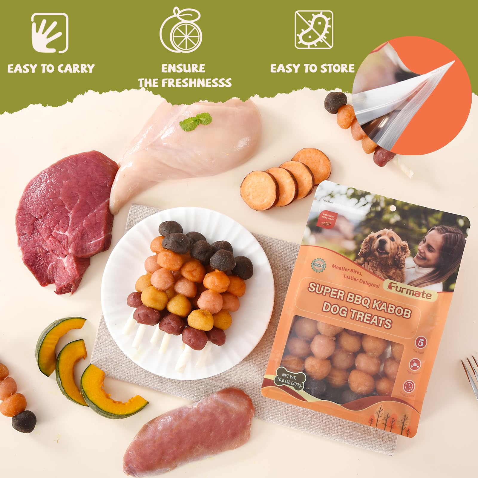 Furmate Kabobs hand-held training snack for dogs