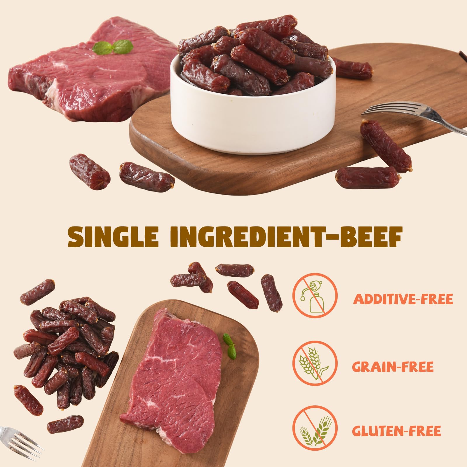 Furmate Soft Beef Sausage treats held in hand for on-the-go training.
