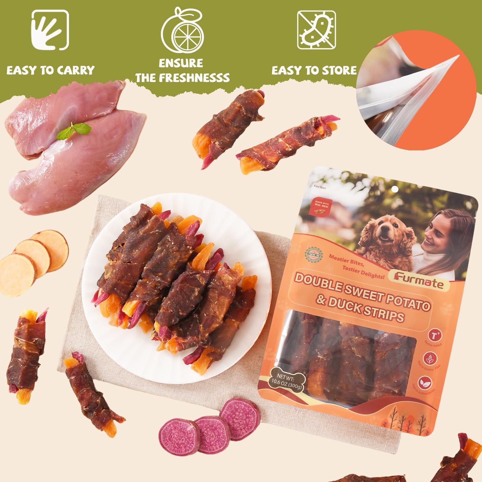 Furmate soft-chews training treats all sizes for diverse dogs.