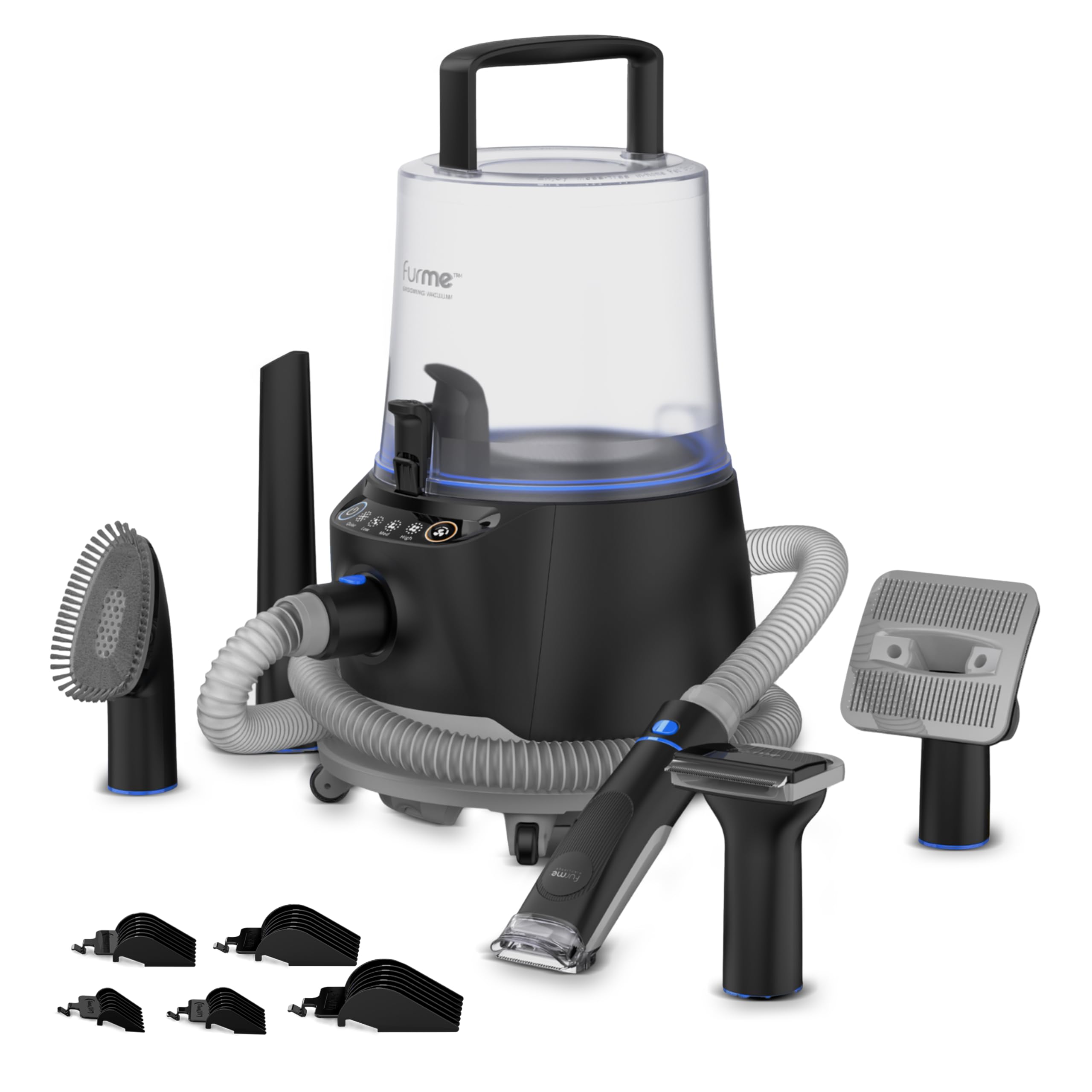 FURME Ultra Pet Grooming Vacuum canister with 4.5L capacity for extended grooming sessions.