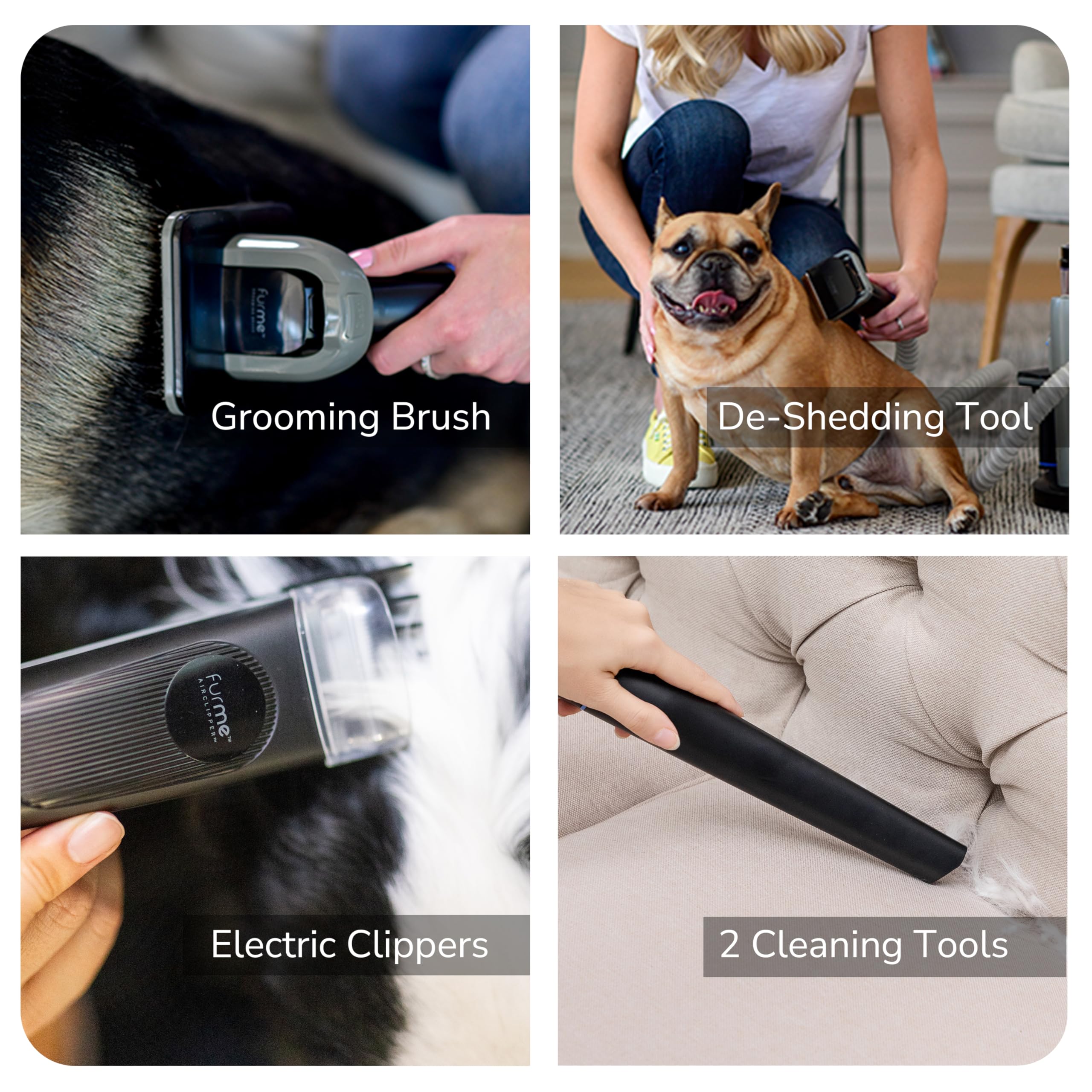 FURME Ultra Pet Grooming Vacuum operates quietly for calmer grooming experiences.