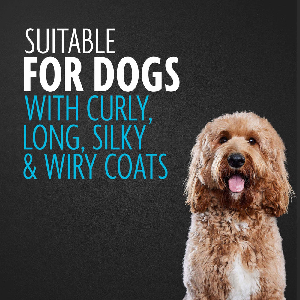 FURminator 2-in-1 doodle grooming tool curved blades safely cut stubborn mats.