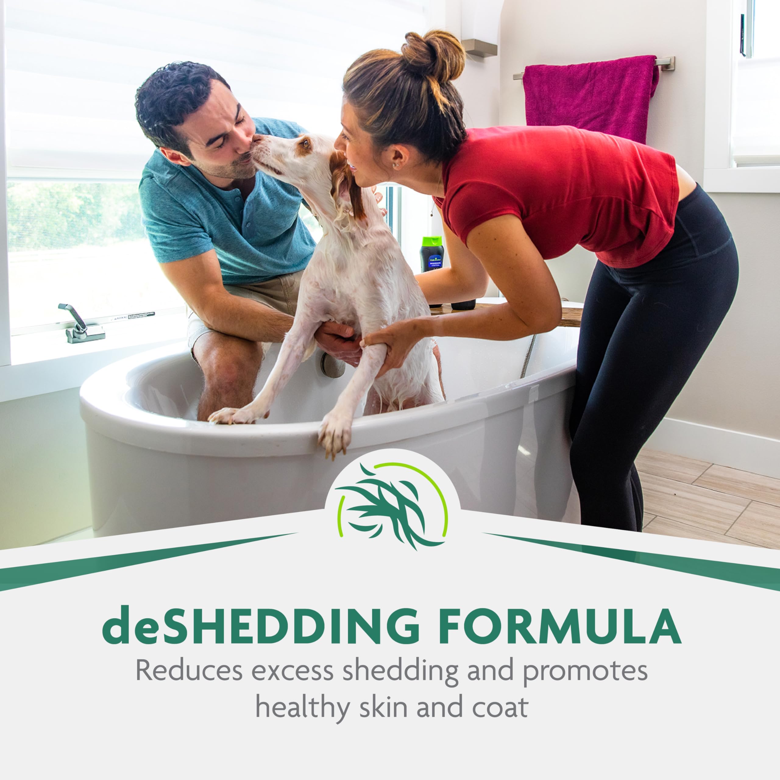Pump-dispense bottle of FURminator deshedding shampoo for easy application