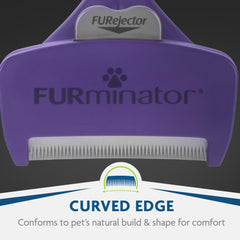 FURminator with FURejector button releases hair quickly for easy cleanup after grooming.