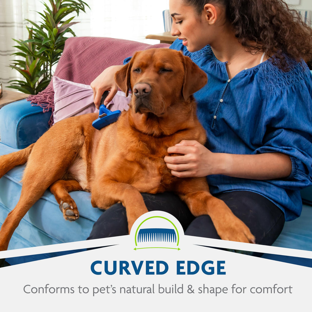 FURminator tool with ergonomic handle for comfortable grooming sessions.
