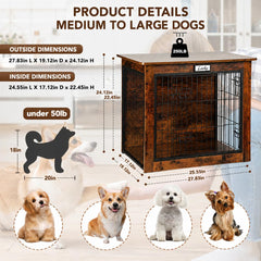 FurnPulse dog crate furniture top as a sturdy end table supports décor items