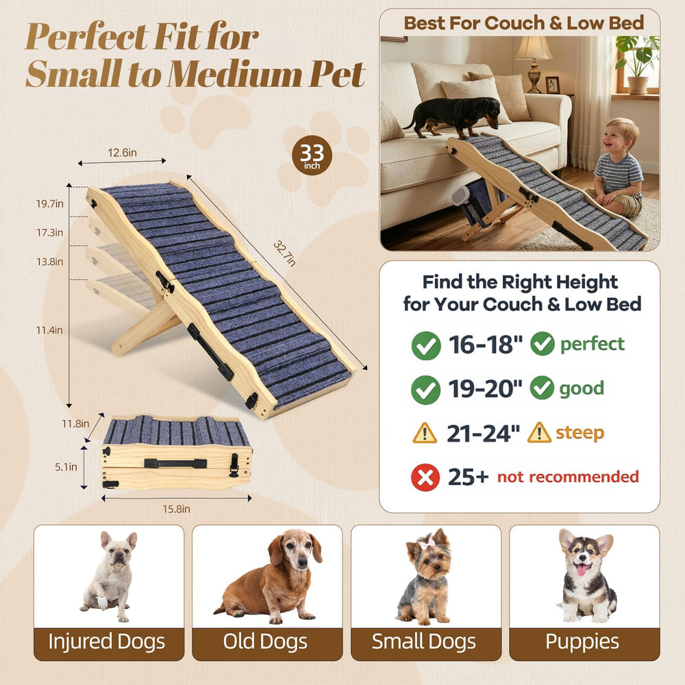 FurnPulse 33-inch wooden surface offers a gentle incline for comfy pet access.
