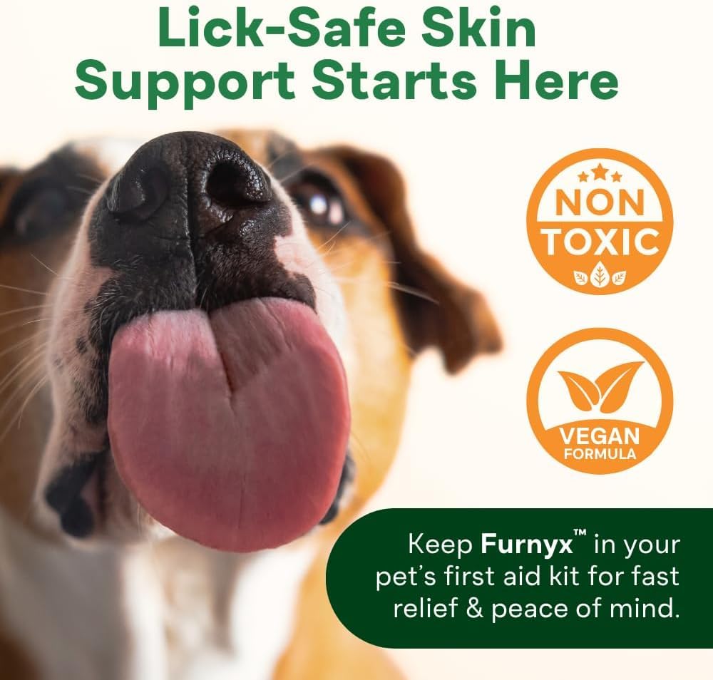 Furnyx lick-safe spray reassures during application on sensitive skin.