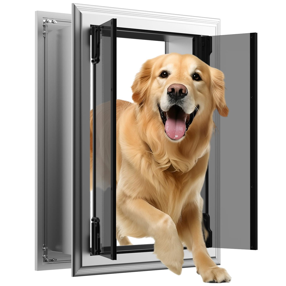 FurrFinesse dog door wall aluminum frame, sturdy for pets up to 220 lb.