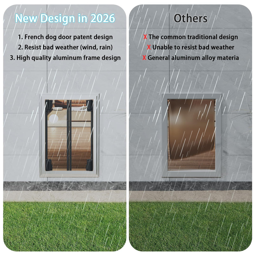 FurrFinesse wall dog door sliding lock panel adds easy secure control