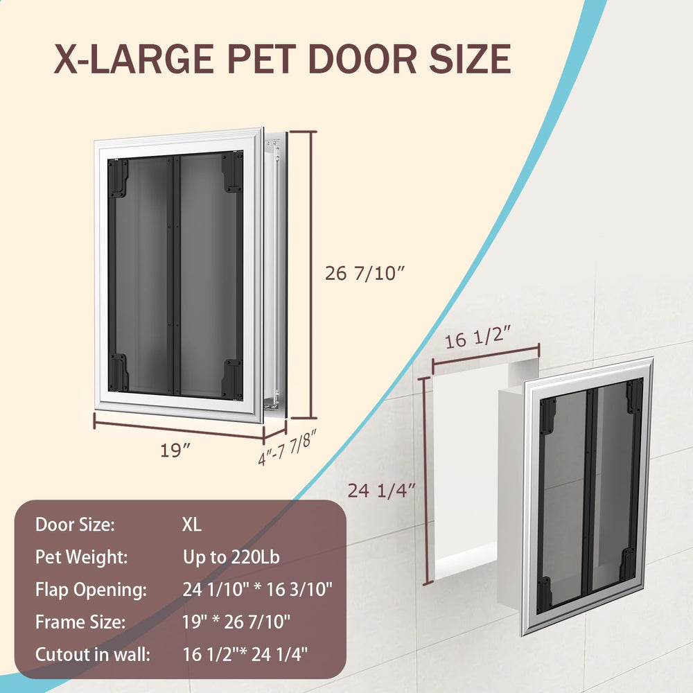 FurrFinesse dog door wall telescoping tunnel shows adjustable fit for walls.