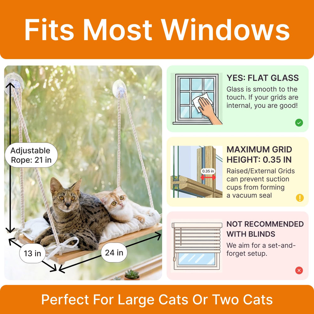 Furrfinity heavy-cat window perch supports up to 42 lb with secure mounting.