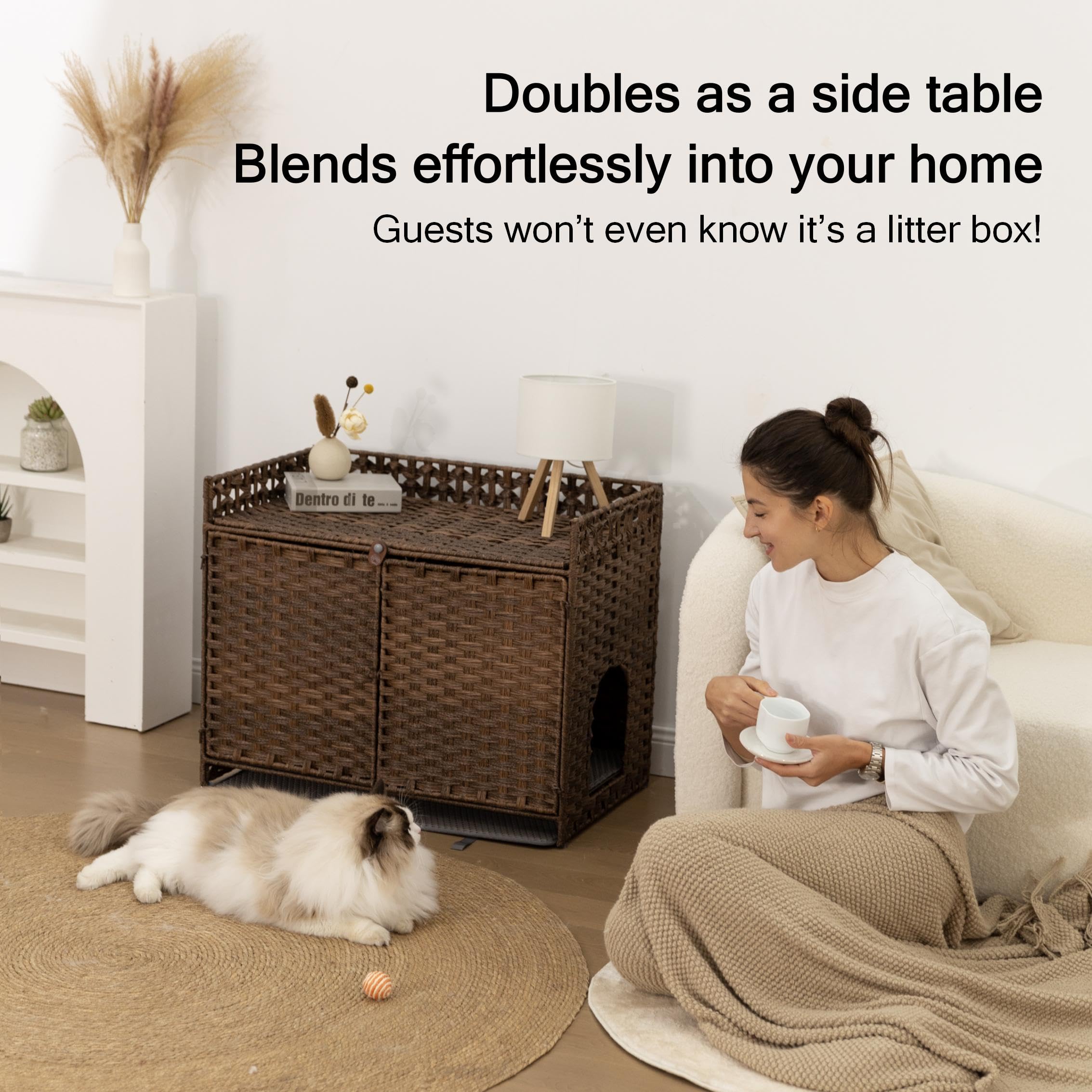 Furriends breathable synthetic rattan improves airflow and creates a calm space.