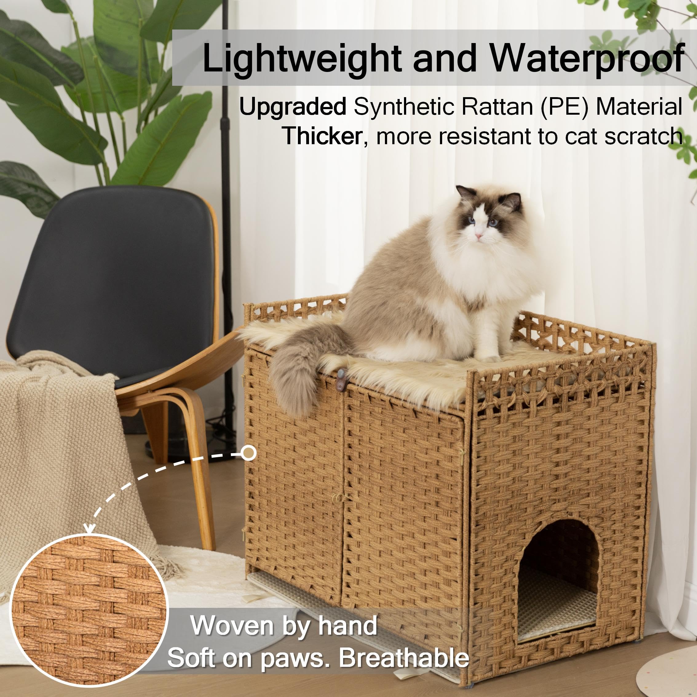 Furriends breathable-synthetic-rattan promotes air flow in a cat-friendly nook.