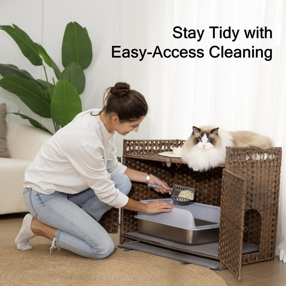 Furriends cat enclosure with three-sided top fence supports easy access and stability.