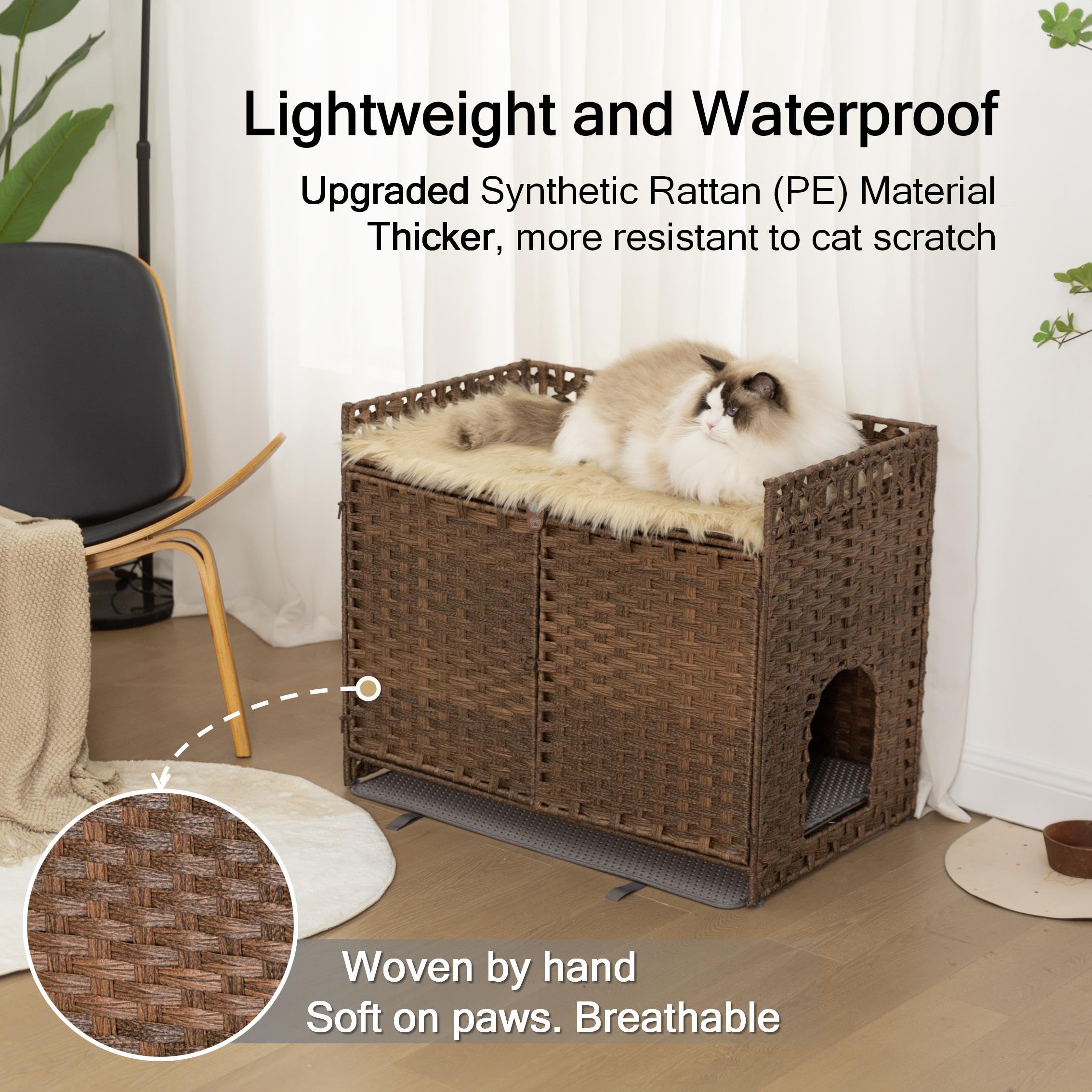 Furriends three-sided fenced top keeps items secure during use.