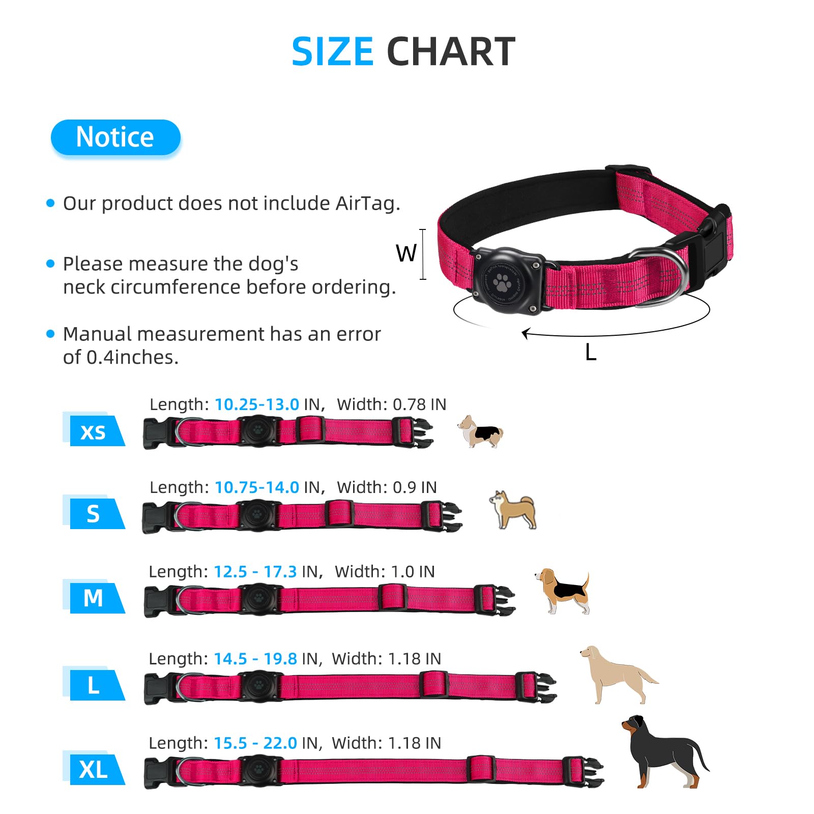 Furrigo 5-size adjustable XL collar fits a wide range of dogs.