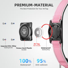 Furrigo AirTag dog collar with reflective strip for better nighttime visibility.