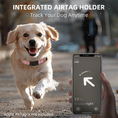 Furrigo collar features a screw-secured holder to keep trackers safe during active play.