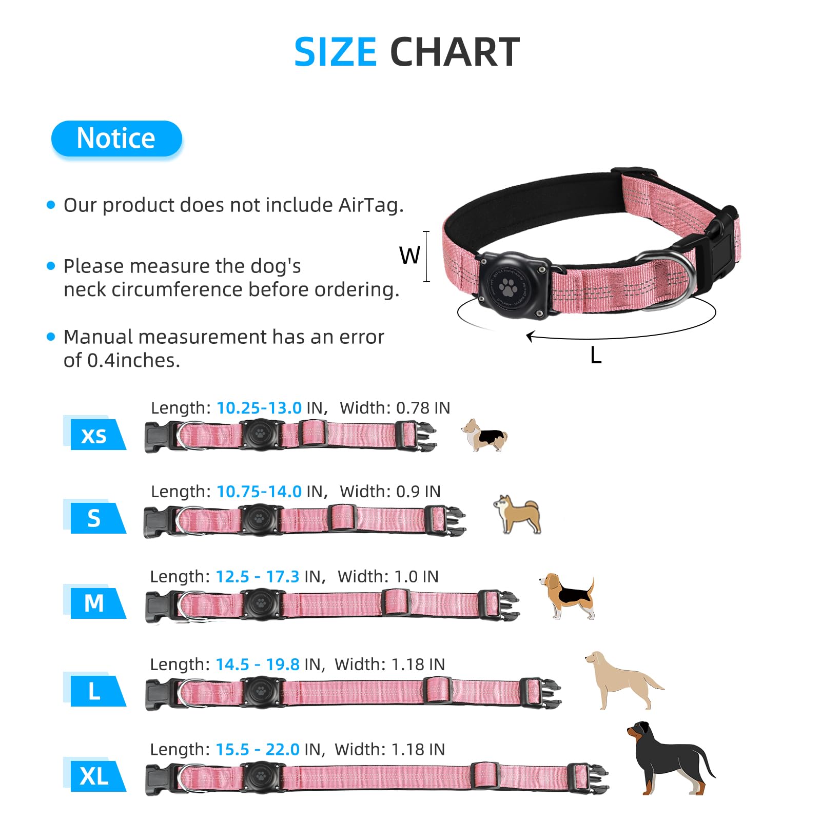 AirTag dog collar package includes screwdriver; AirTag not included