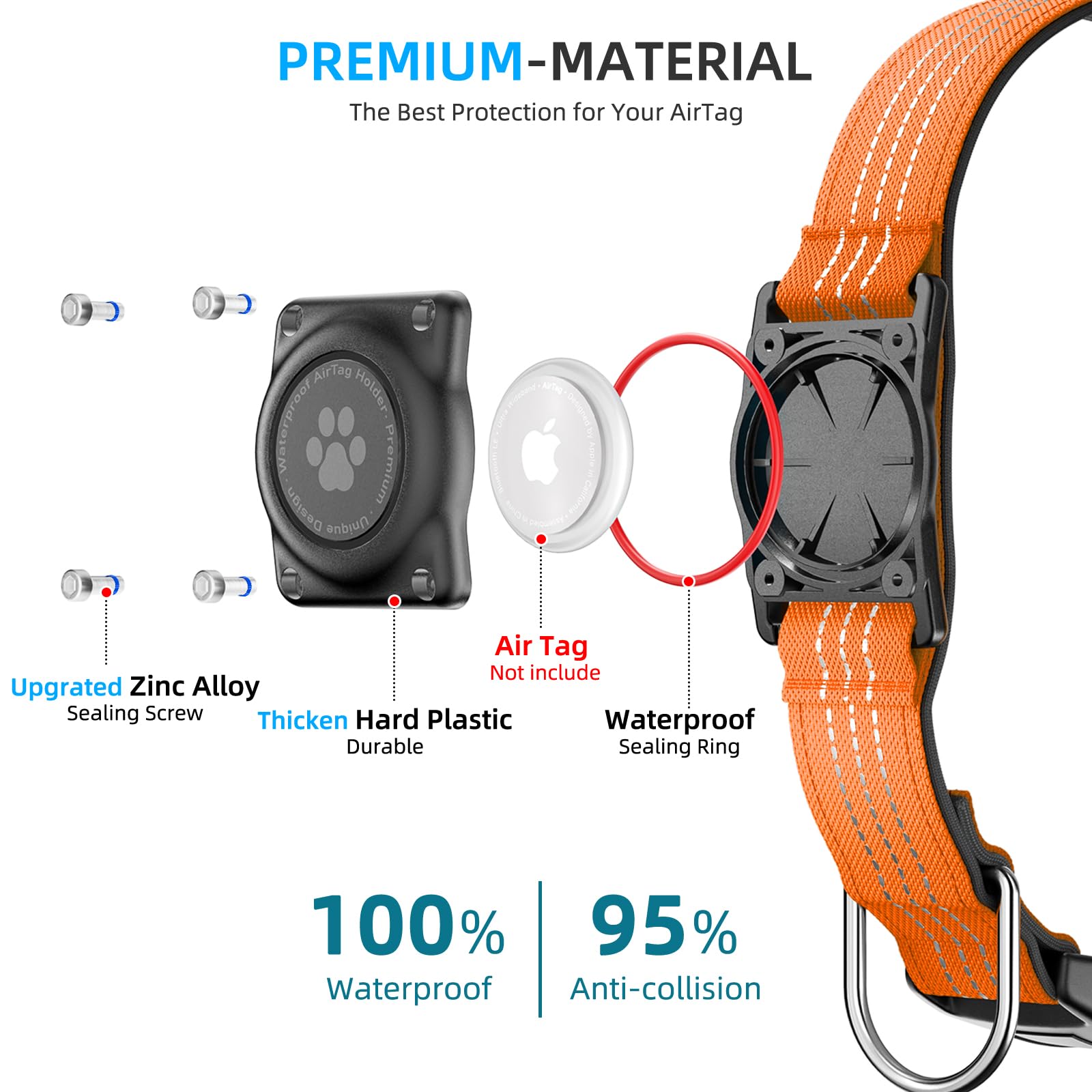 Furrigo AirTag dog collar with soft padding for everyday comfort