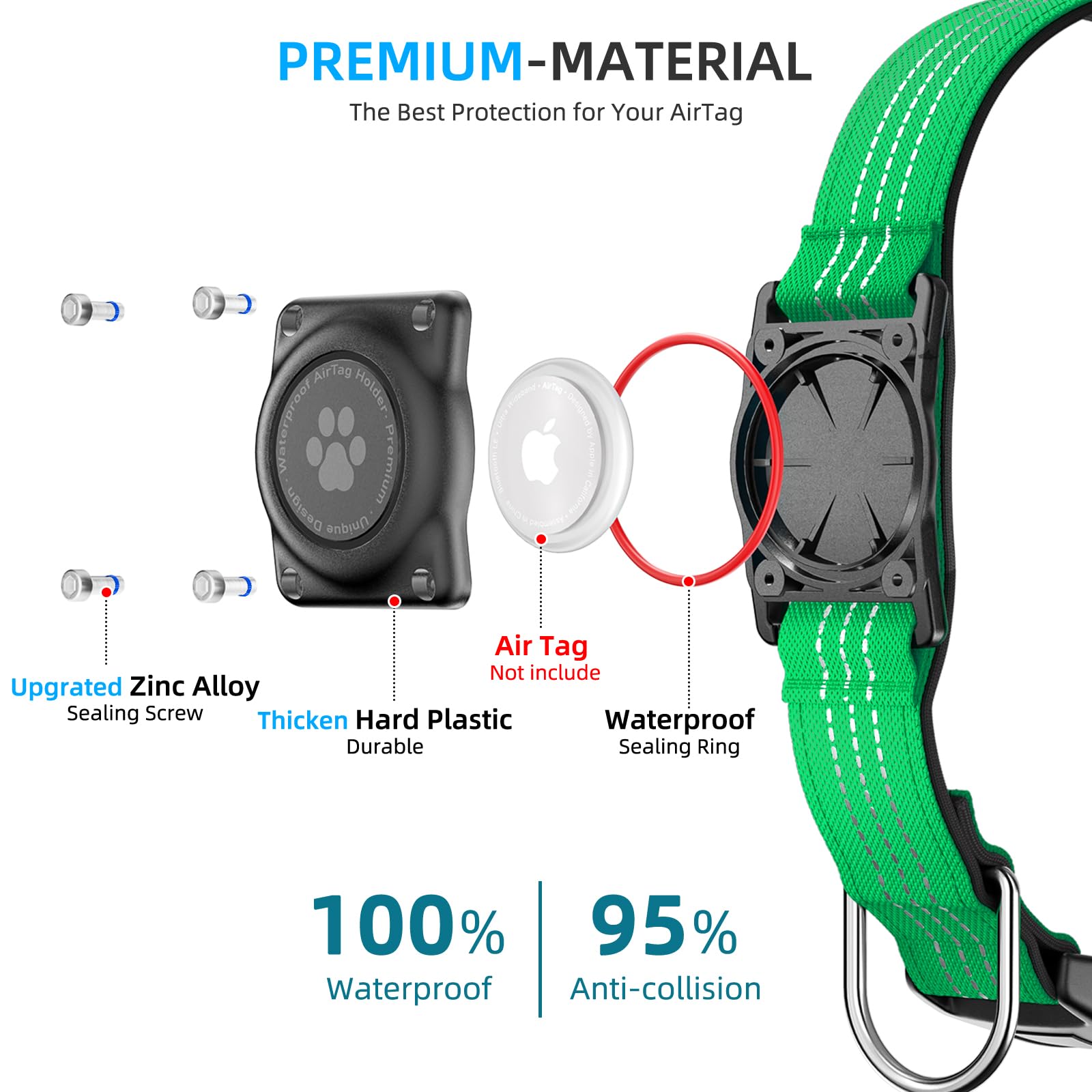 Furrigo AirTag dog collar ultra-durable with soft interior padding for comfort