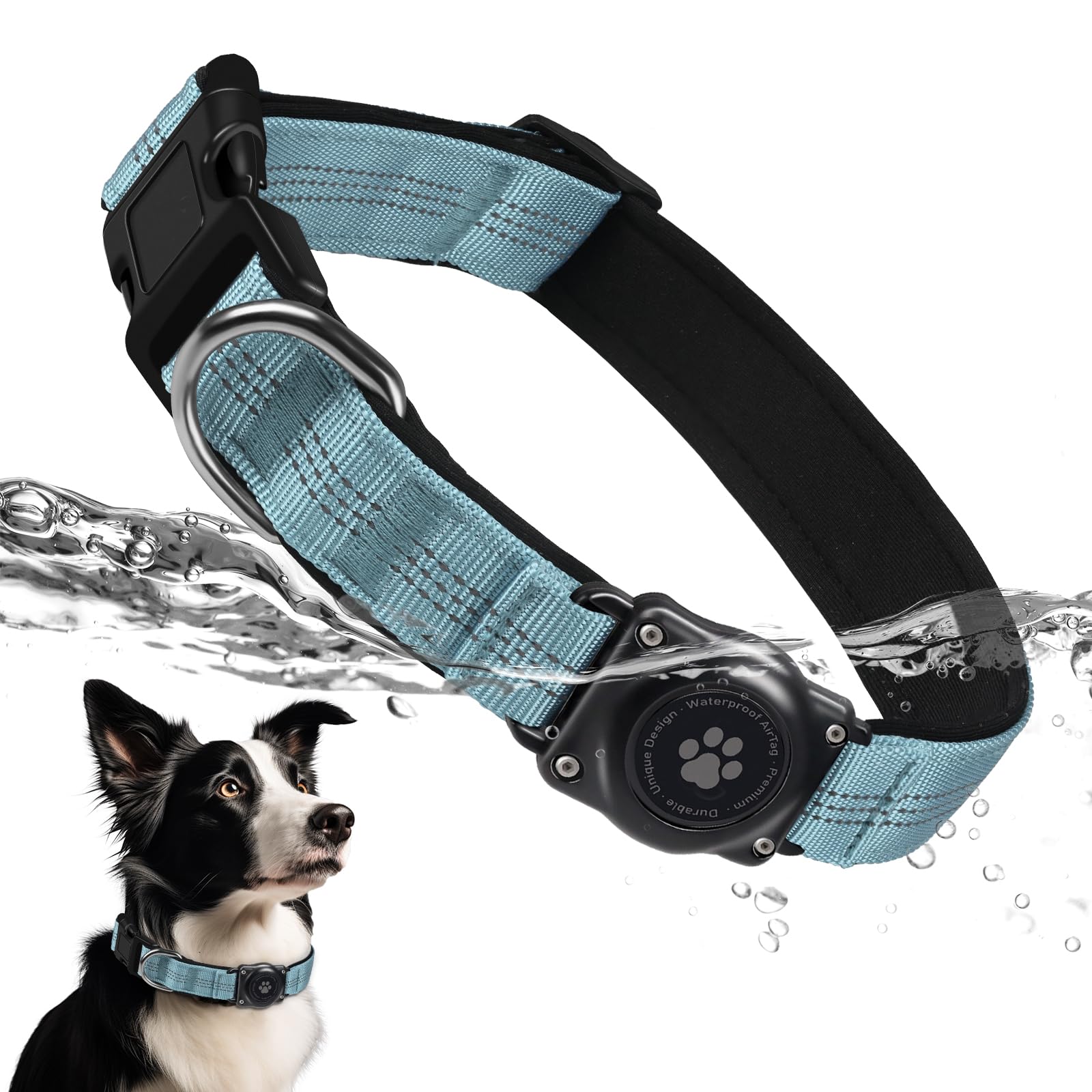 Furrigo Upgraded AirTag Dog Collar with integrated holder for reliable tracking.