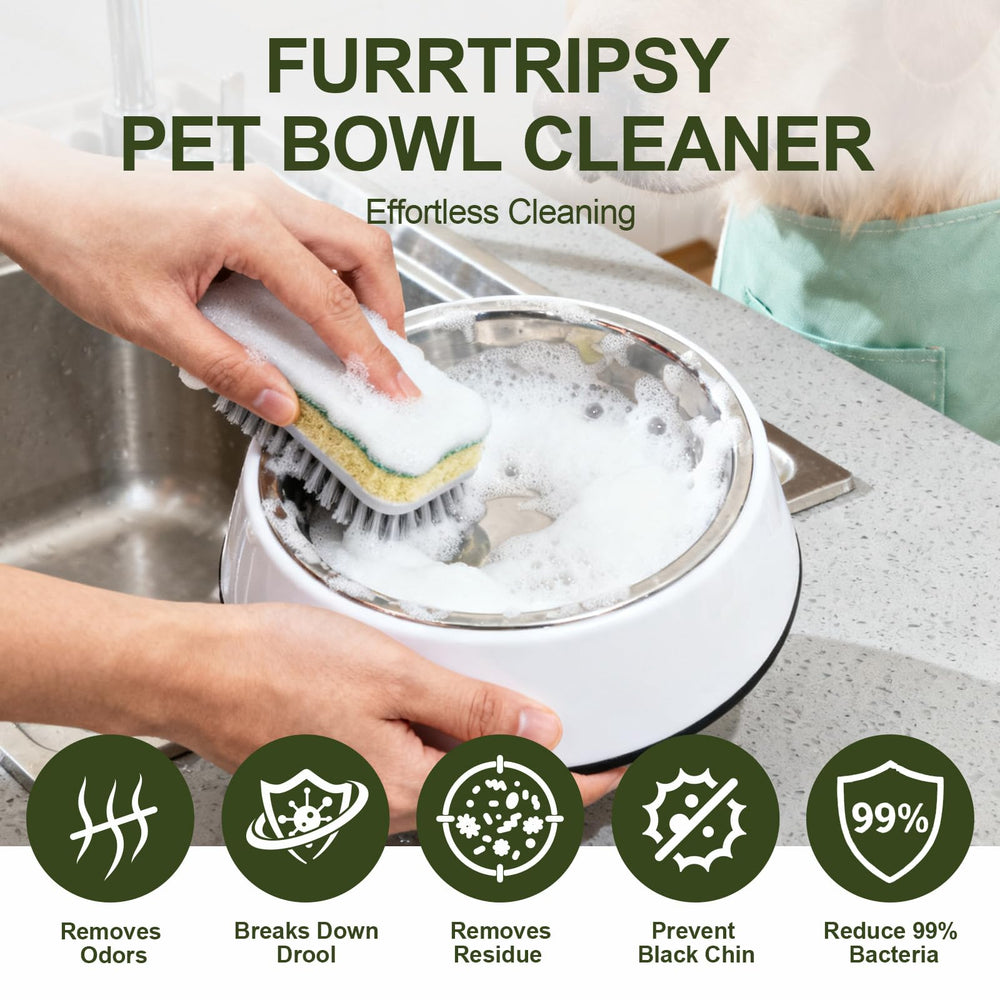 Furrtripsy foam cleaning in action shows residue-free bowls.